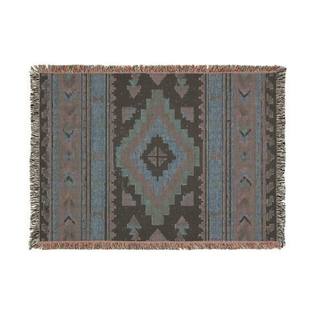 Southwestern Diamond Pattern Woven Blanket | Aztec Throw, Rustic Boho Decor