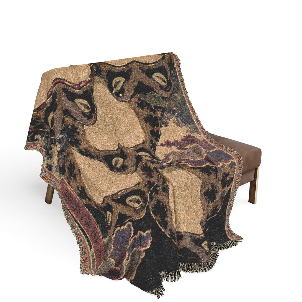 Abstract Floral Paisley Woven Blanket | Vintage Boho Tapestry Throw
