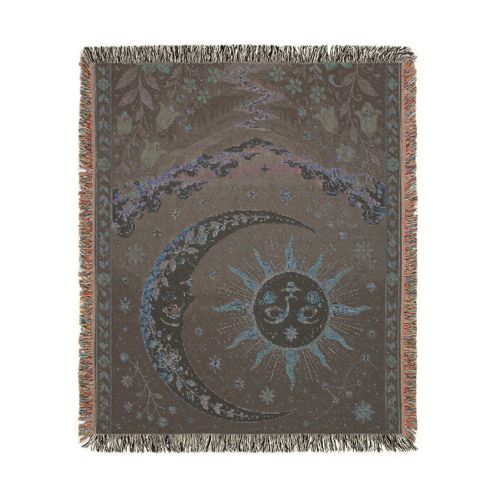 Sun and Moon Tapestry Woven Blanket | Celestial Boho Throw