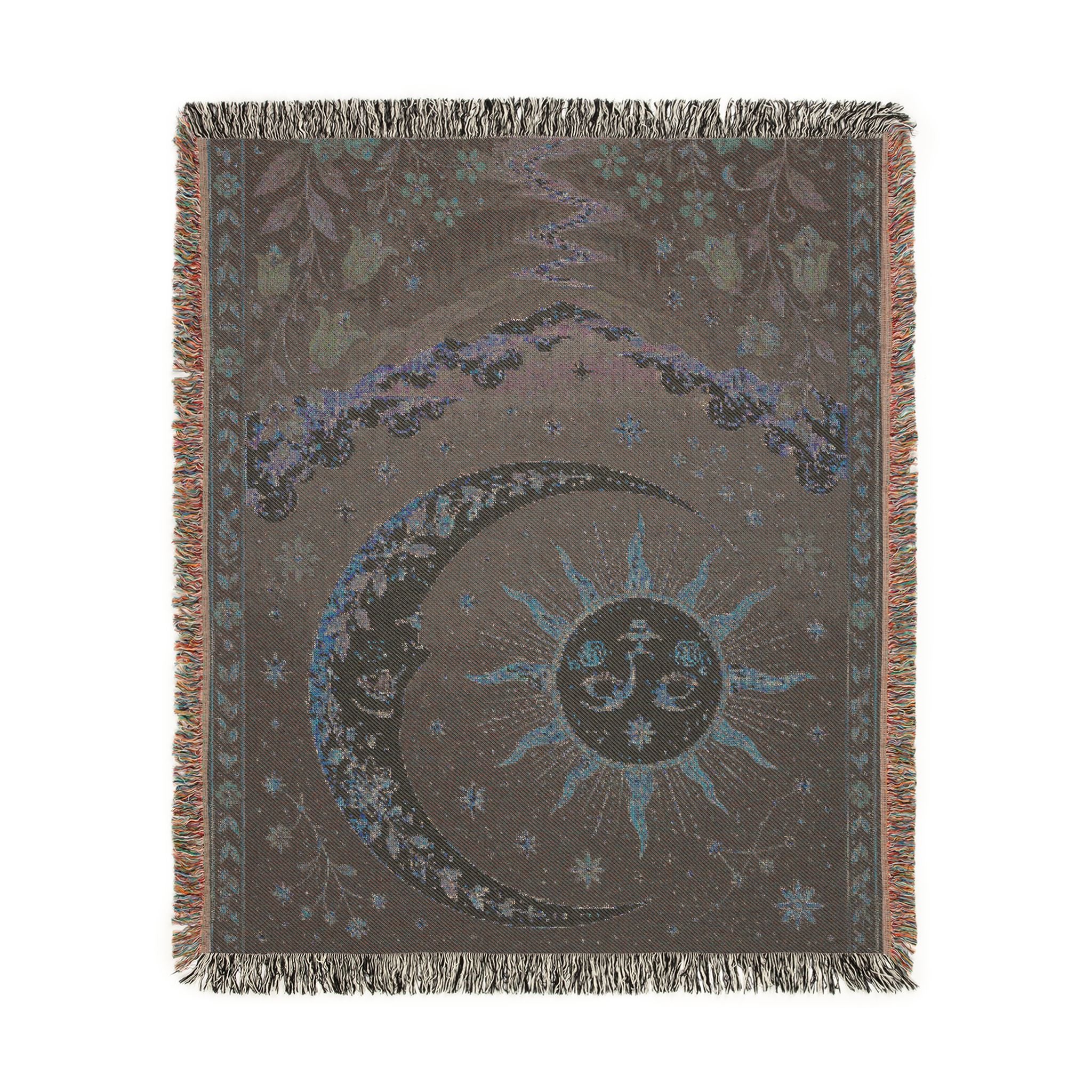 Sun and Moon Tapestry Woven Blanket | Celestial Boho Throw