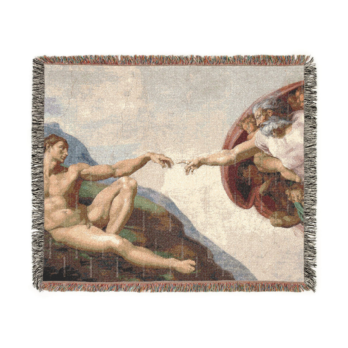 Creation of Adam Woven Blanket | Renaissance Art Tapestry Throw