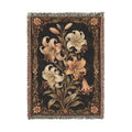 Floral Woven Throw Blanket — Vintage Lily Tapestry Accent