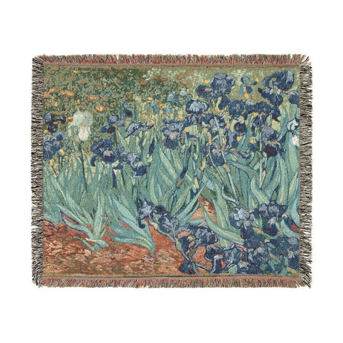 Irises Floral Tapestry Woven Blanket | Van Gogh Inspired Garden Throw