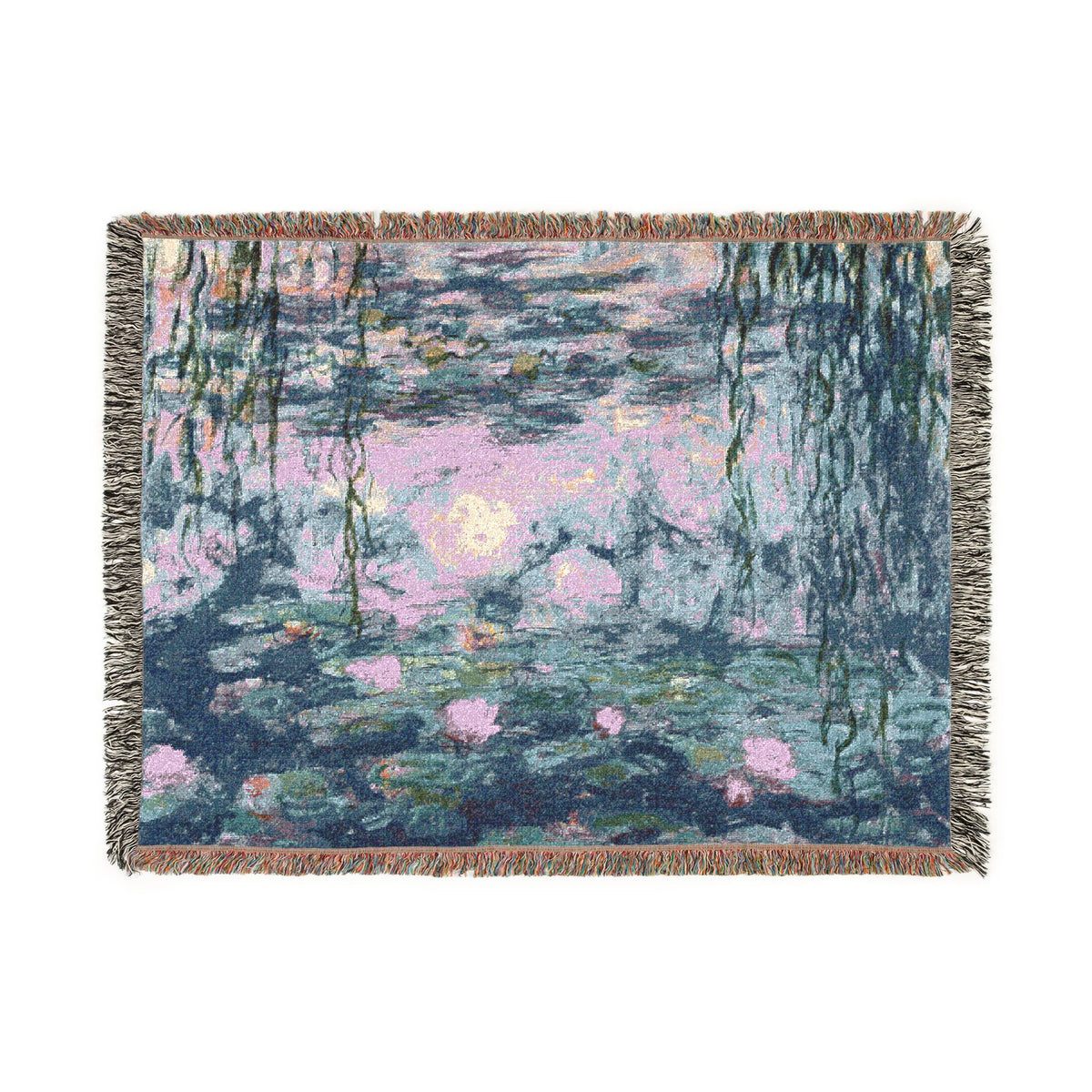 Impressionist Water Lilies Woven Blanket | Floral Art Throw