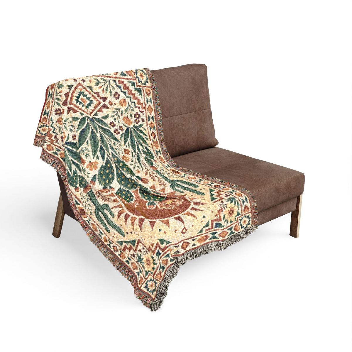 Desert Cactus Sun Woven Blanket | Southwestern Throw