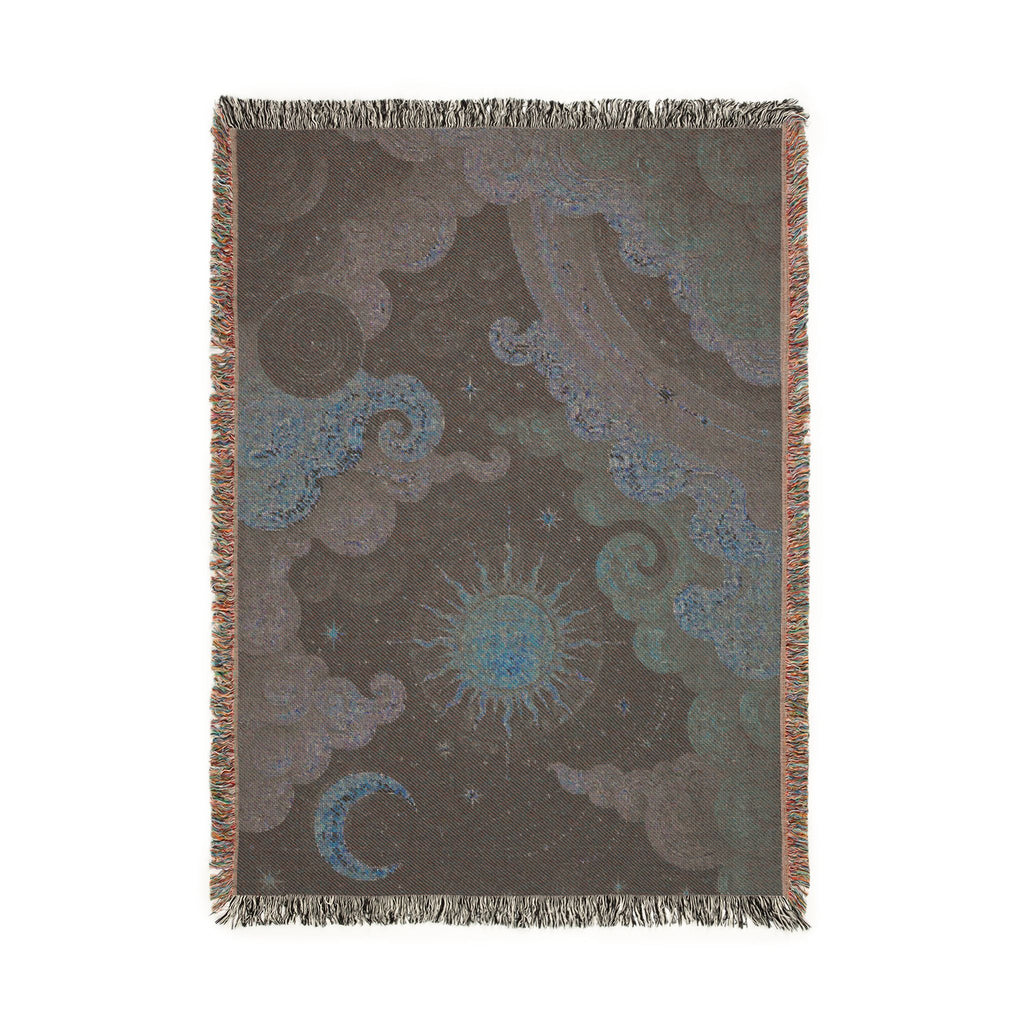 Celestial Sun and Moon Woven Blanket | Tapestry Sky Throw