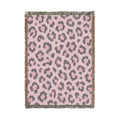 Pink Leopard Print Woven Blanket | Animal Print Throw