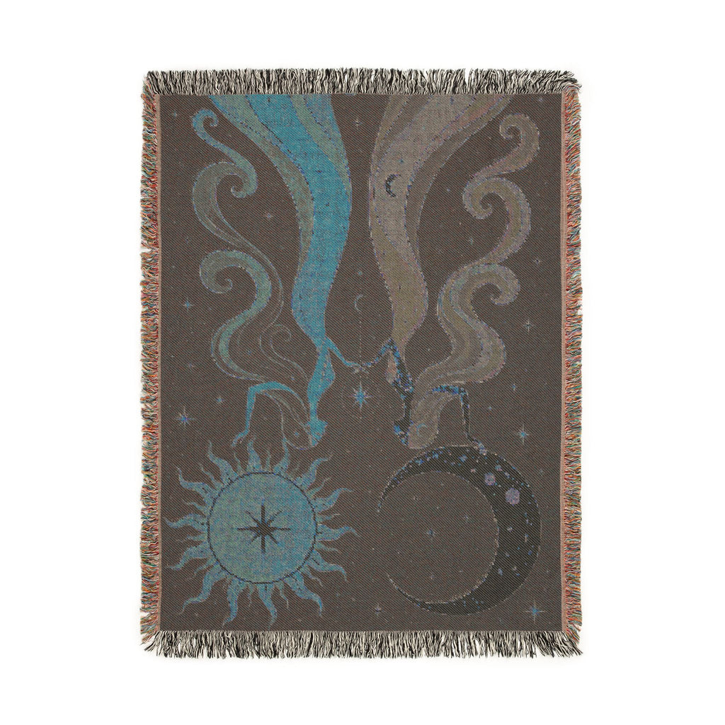 Sun and Moon Tapestry Woven Blanket | Celestial Waves Throw