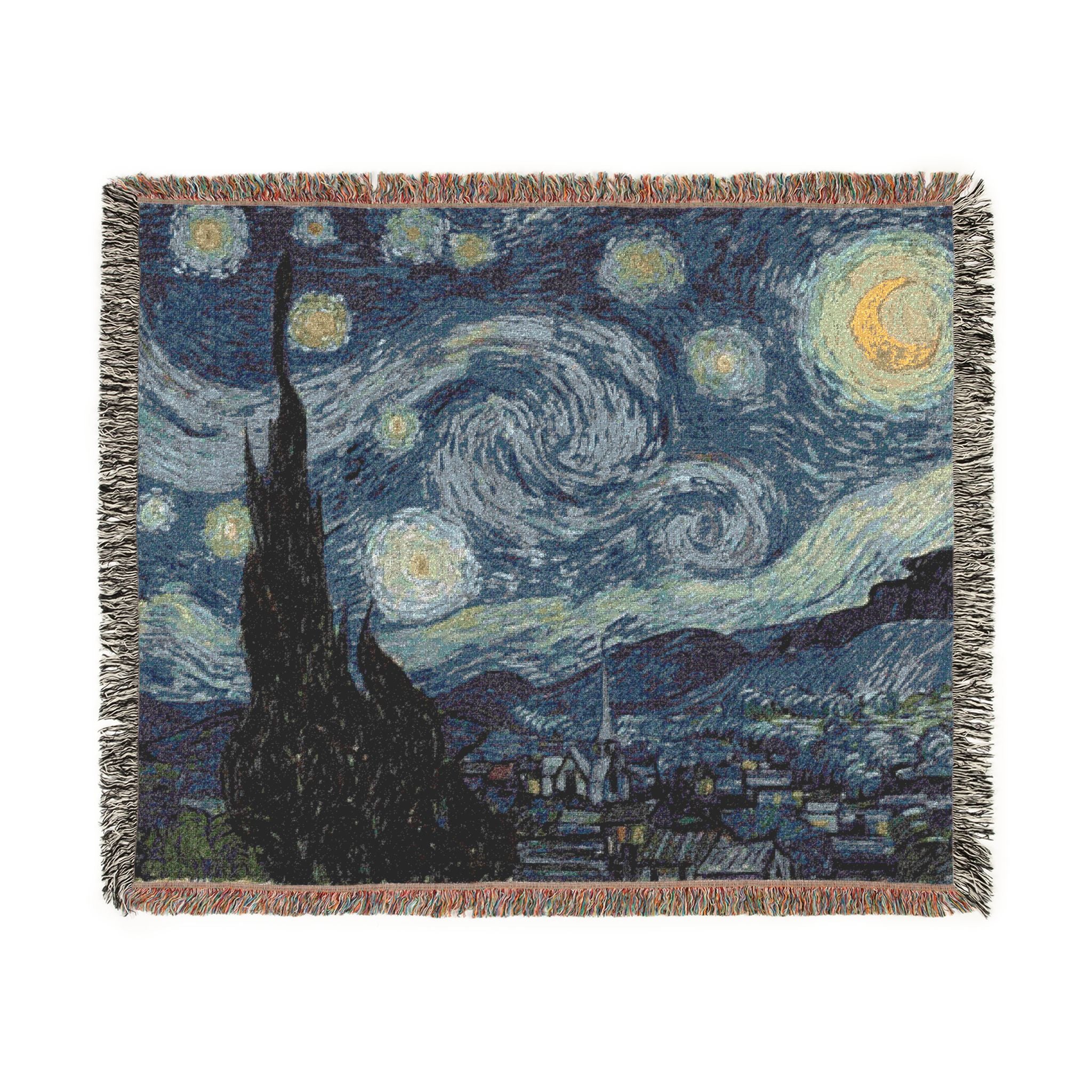Starry Night, Woven Blanket | Van Gogh Inspired Landscape Throw