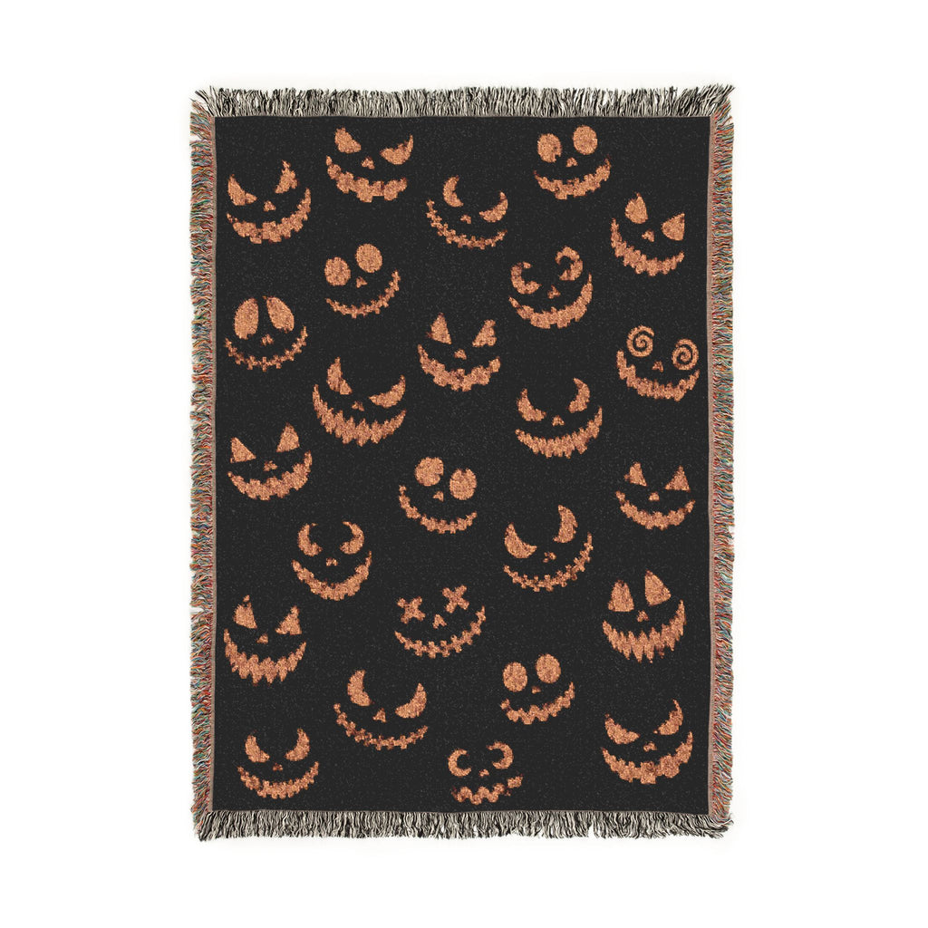 Halloween Face Pattern Woven Blanket | Pumpkin smiles, Cozy Throw