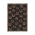 Halloween Face Pattern Woven Blanket | Pumpkin smiles, Cozy Throw