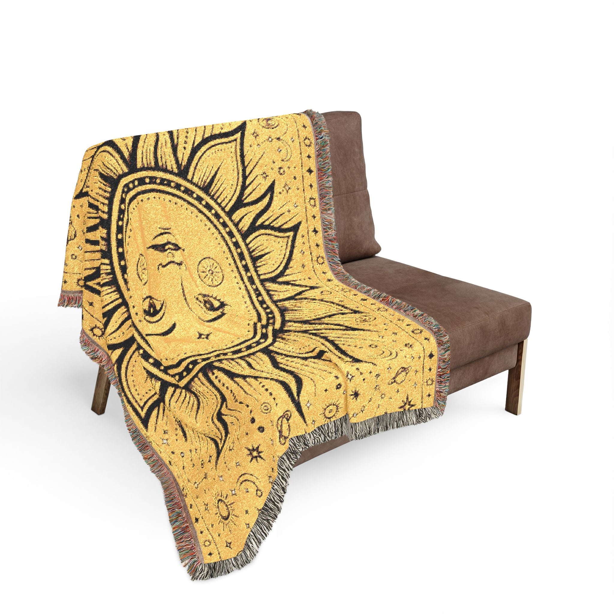 Celestial Sun and Moon Woven Blanket | Boho Tapestry Throw