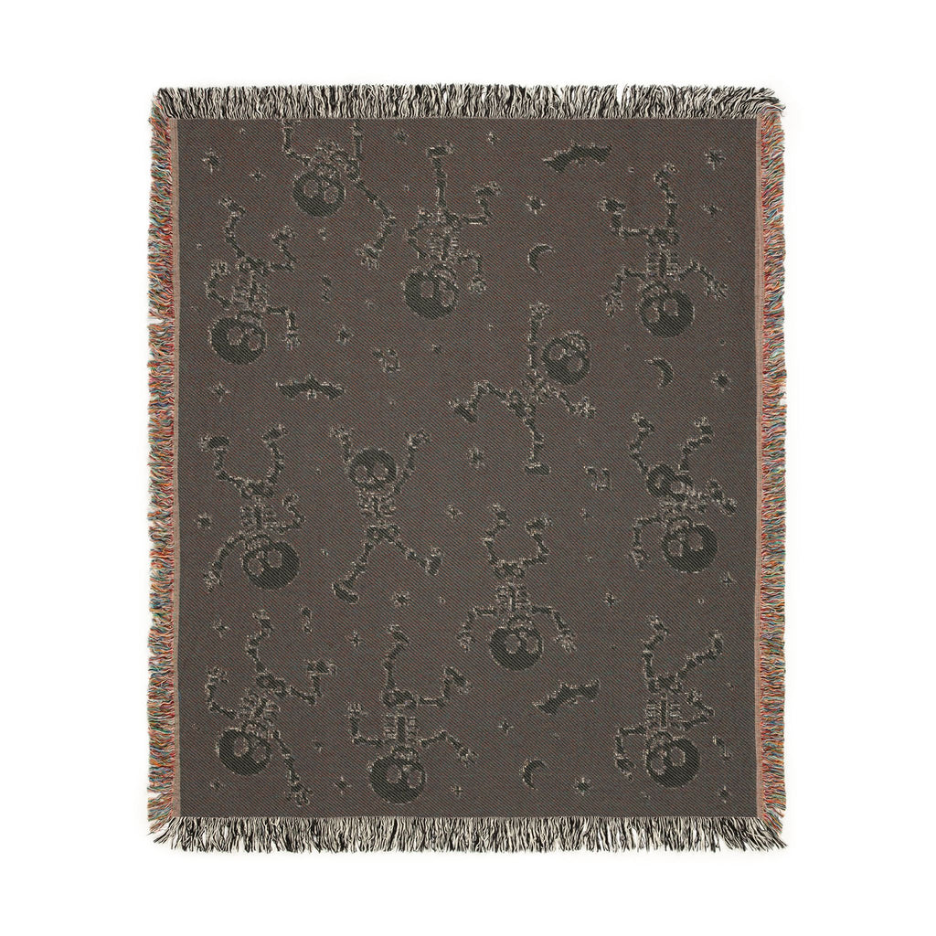 Dancing Skeletons Woven Blanket | Halloween Night Skull Pattern