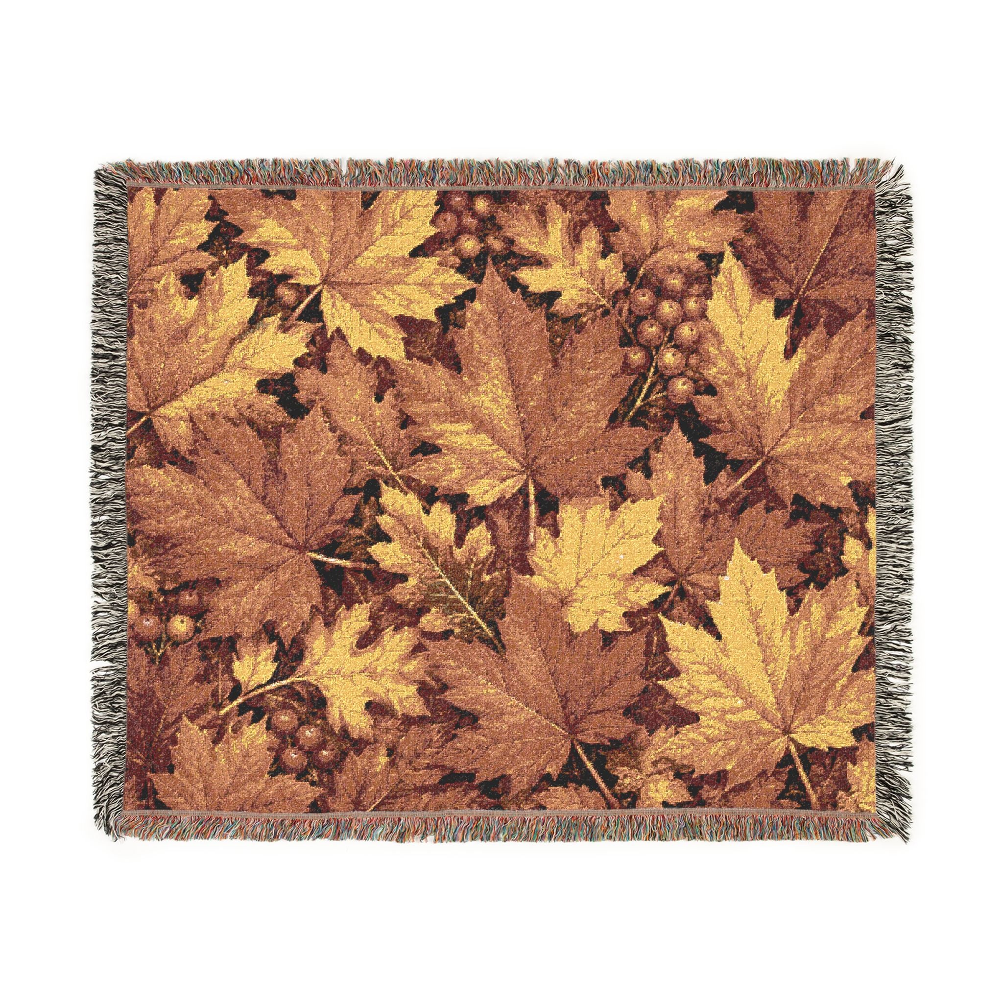 Woven Blanket — Autumn Leaves Throw Blanket (Fall Foliage Tapestry)