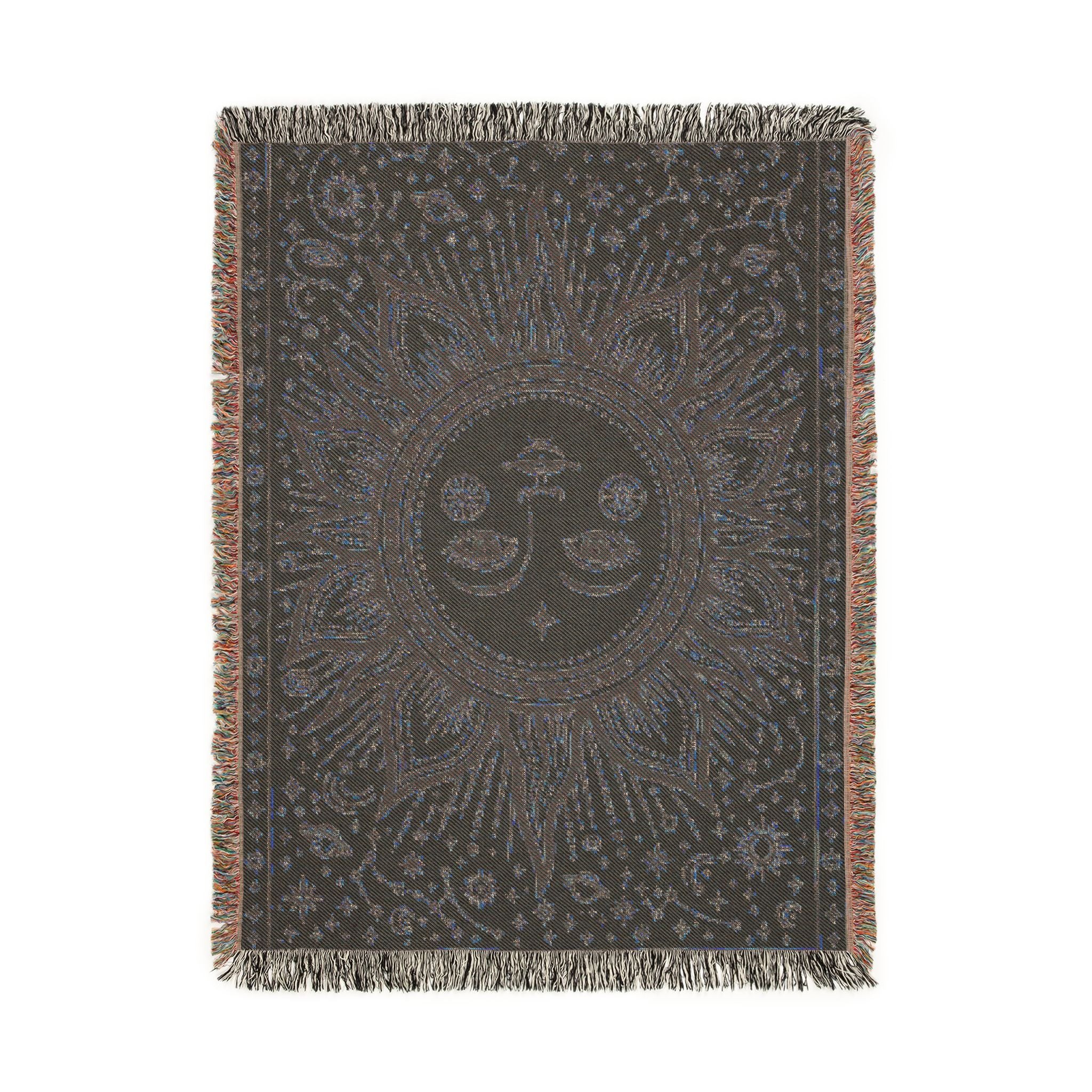 Celestial Sun and Moon Woven Blanket | Boho Tapestry Throw