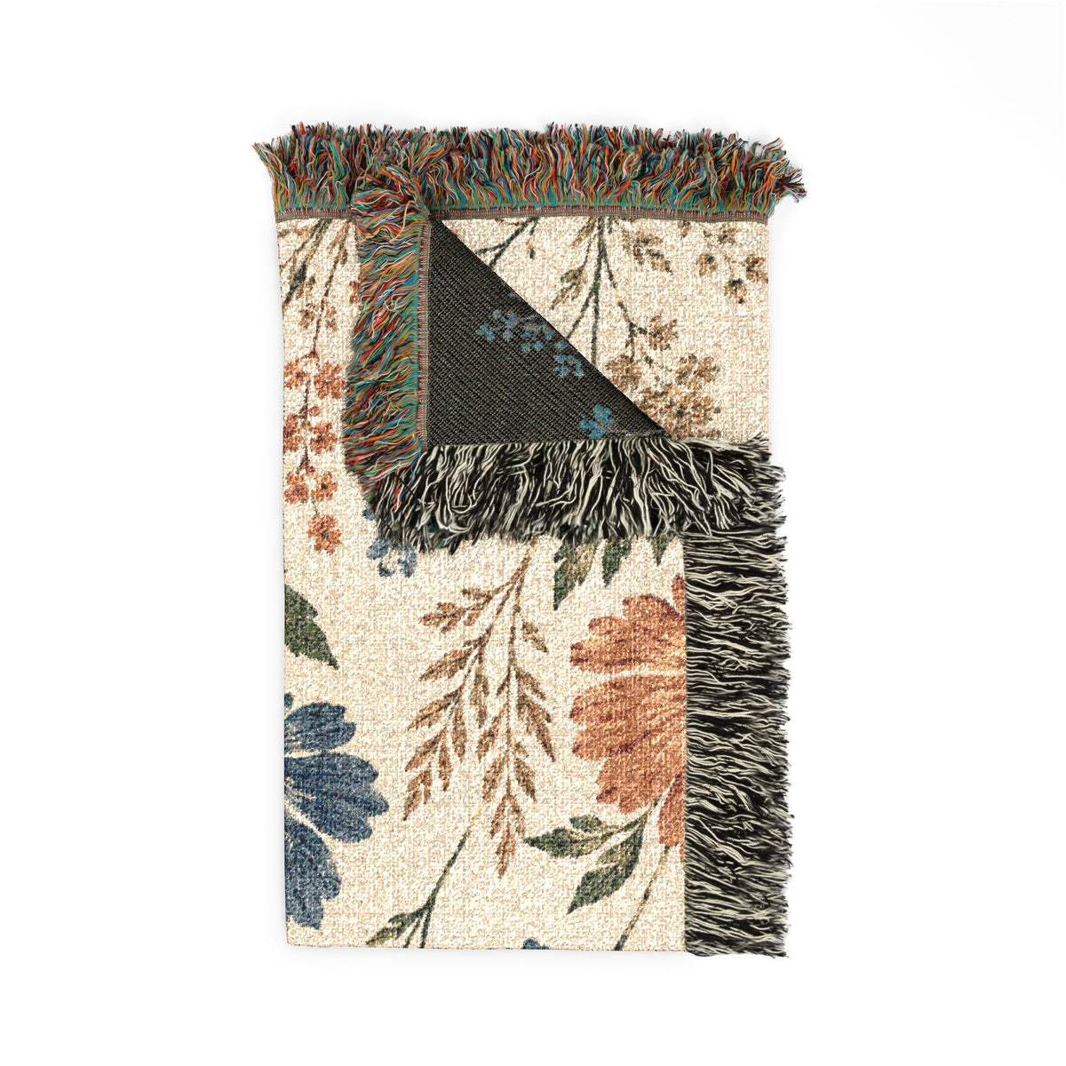 Vintage Floral Woven Blanket | Floral Throw Blanket, Tapestry Fringe