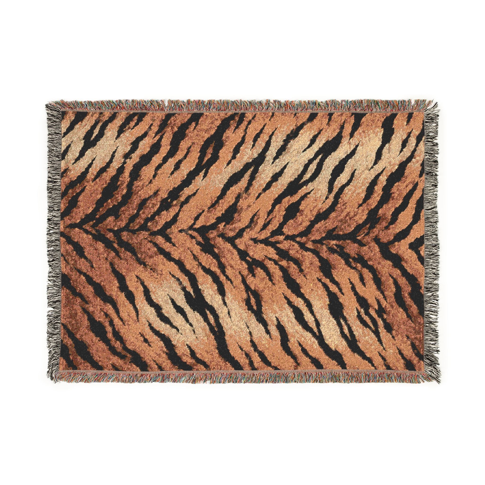 Tiger Stripe Woven Blanket — Cozy Animal Print Throw for Living Room & Bed