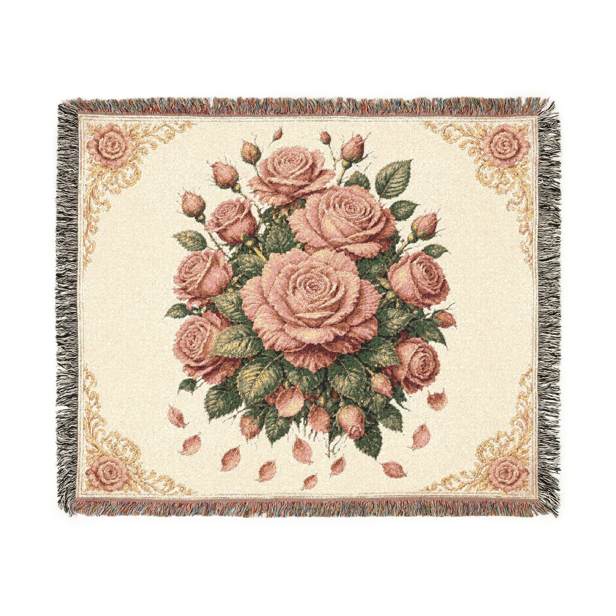 Vintage Rose Woven Blanket