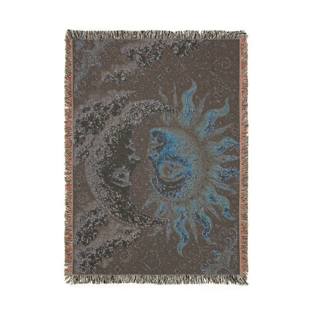 Sun and Moon Heart Tapestry Woven Blanket | Celestial Sun Moon Throw