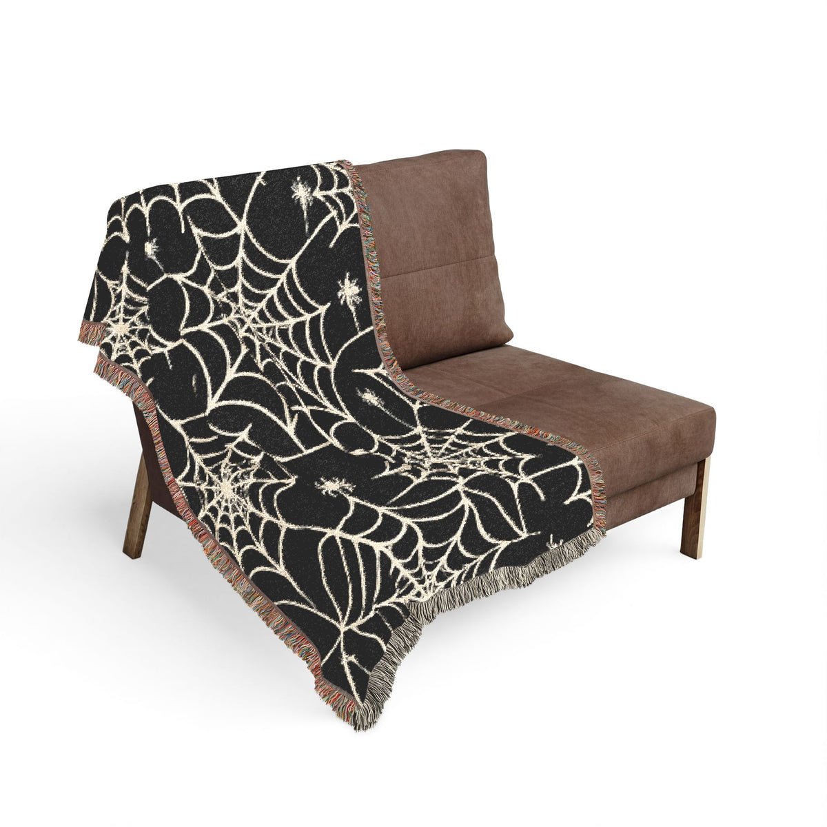 Spiderweb Pattern Woven Blanket | Gothic Halloween Decor