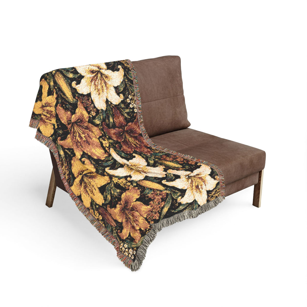 Vintage Floral Lily Woven Blanket | Tapestry Throw, Rustic Home Decor