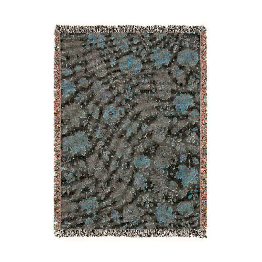 Autumn Leaves Pattern Woven Blanket | Fall Rustic Throw