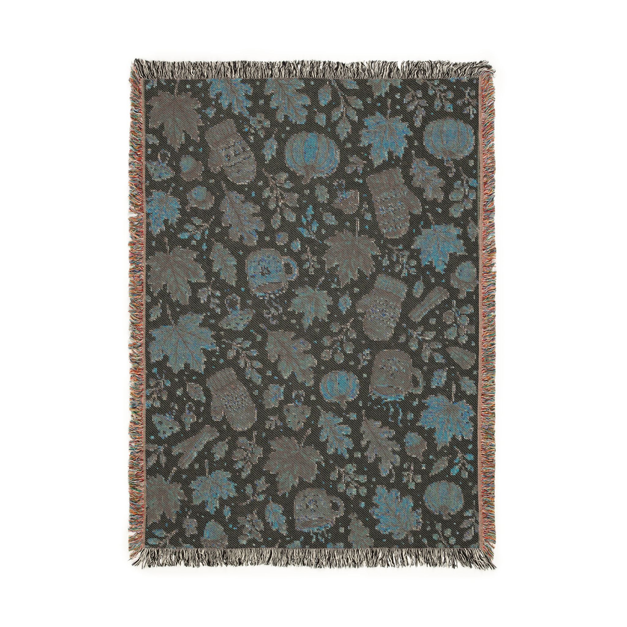 Autumn Leaves Pattern Woven Blanket | Fall Rustic Throw