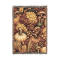 Autumn Harvest Pumpkin and Hydrangea Woven Blanket | Fall Floral Throw