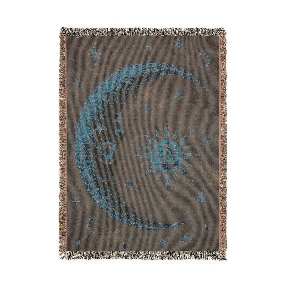 Celestial Moon and Sun Woven Blanket | Mystic Starry Tapestry Throw
