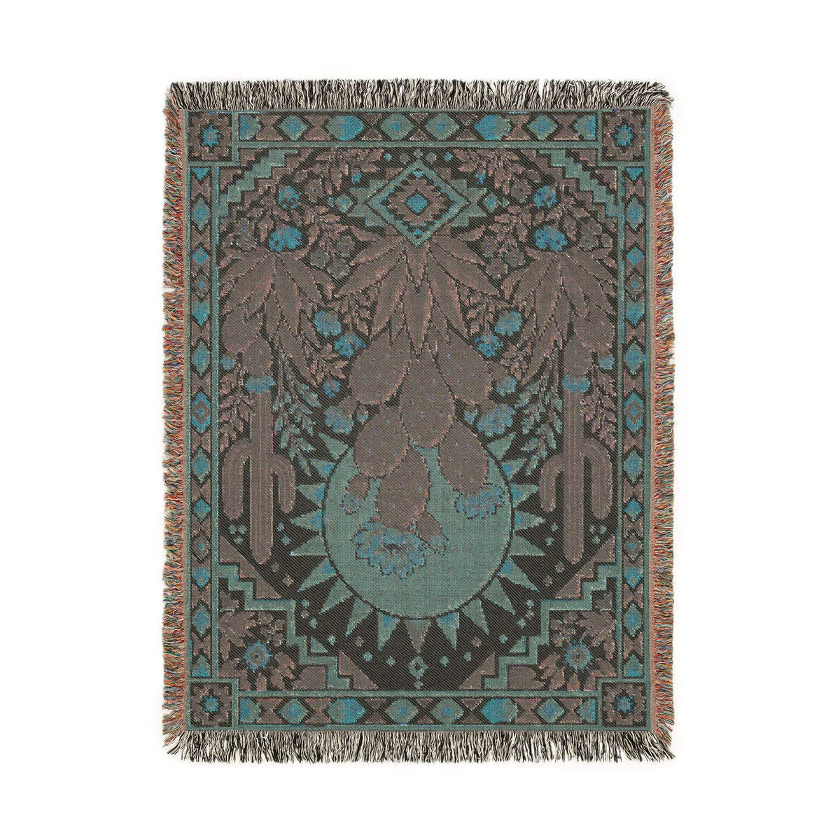 Desert Cactus Sun Woven Blanket | Southwestern Throw