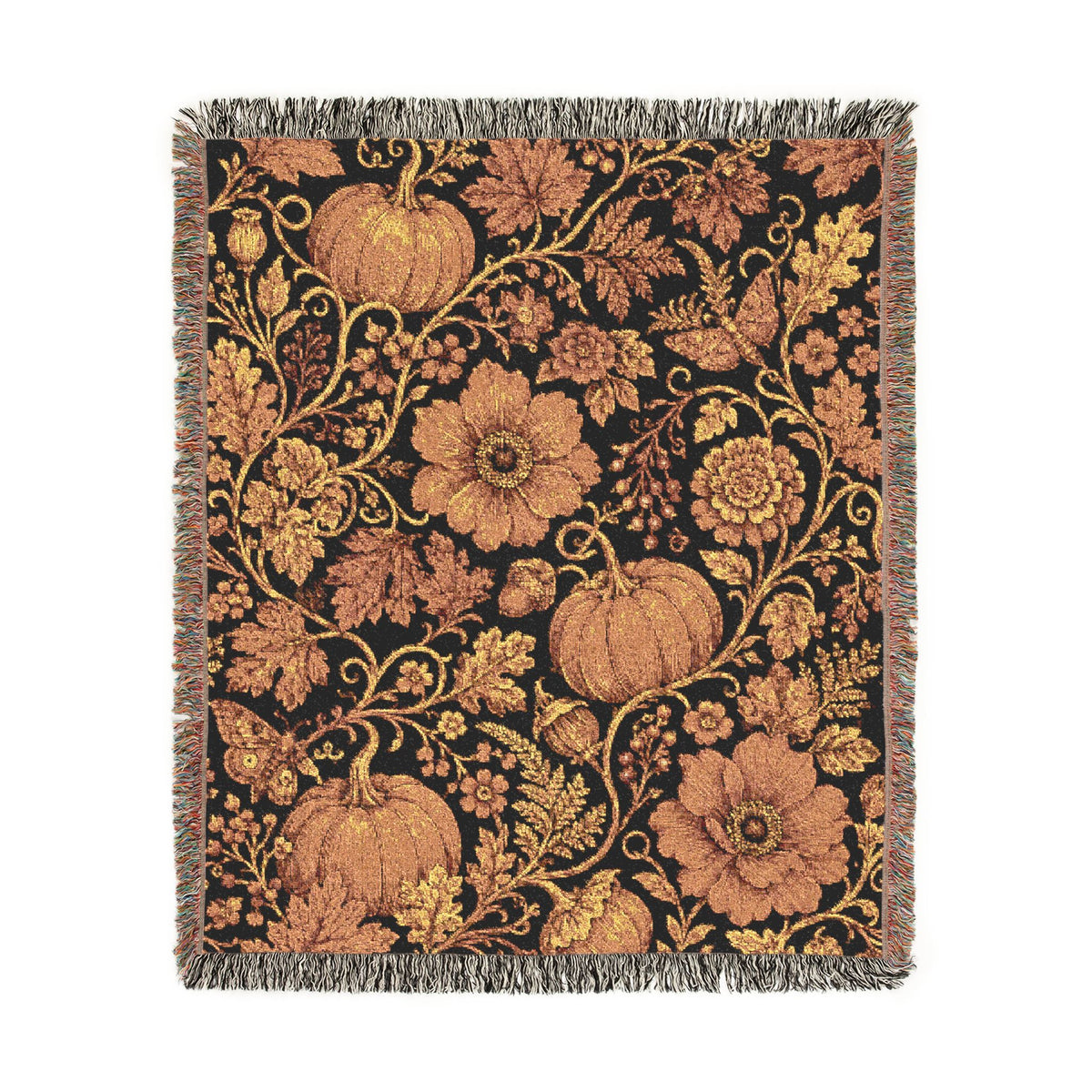 Vintage Floral Pattern Woven Blanket | Boho Floral Throw