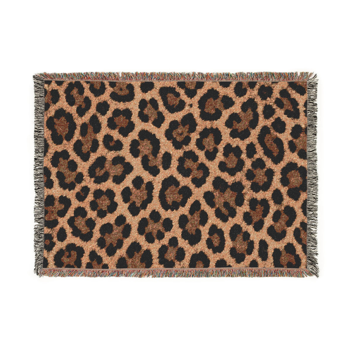 Leopard Print Woven Blanket | Animal Print Throw, Cozy Fringe