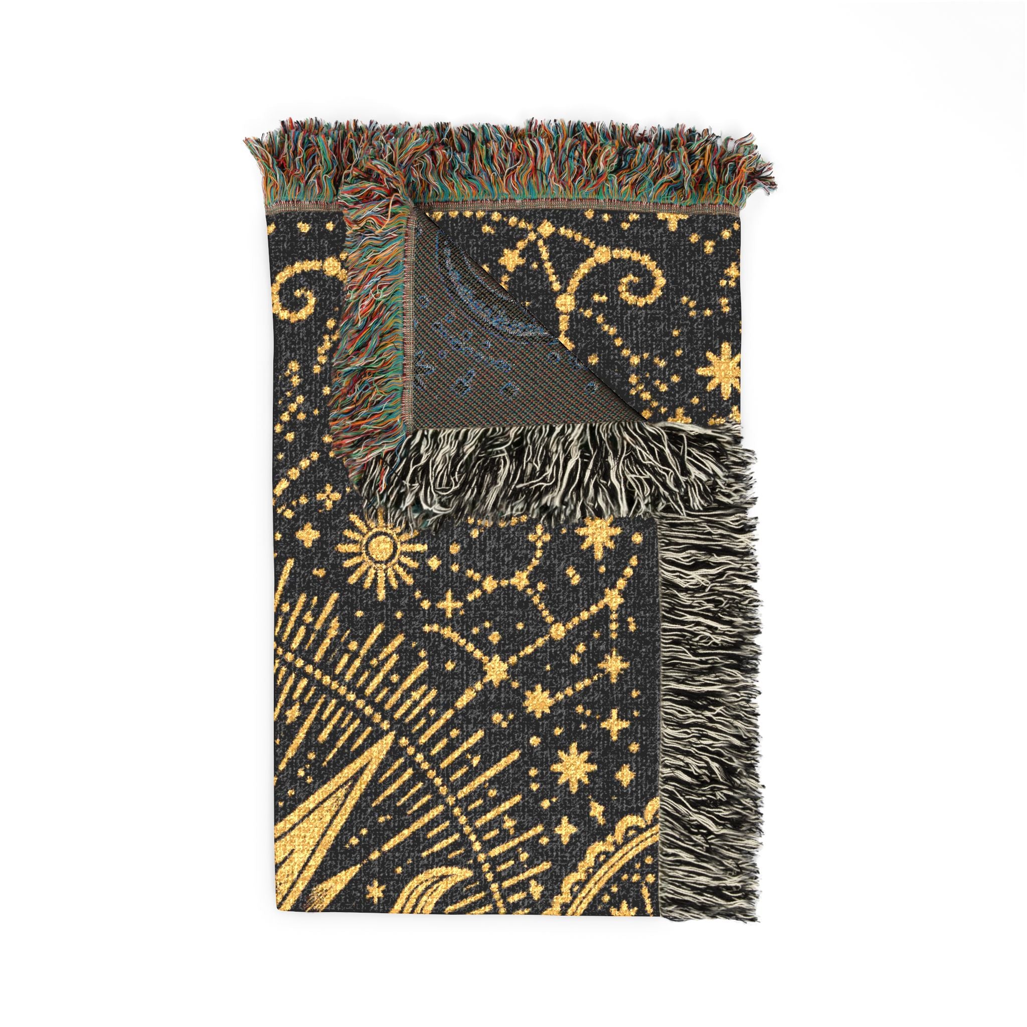 Celestial Sun Moon Tapestry Woven Blanket | Astrological Star Pattern Throw
