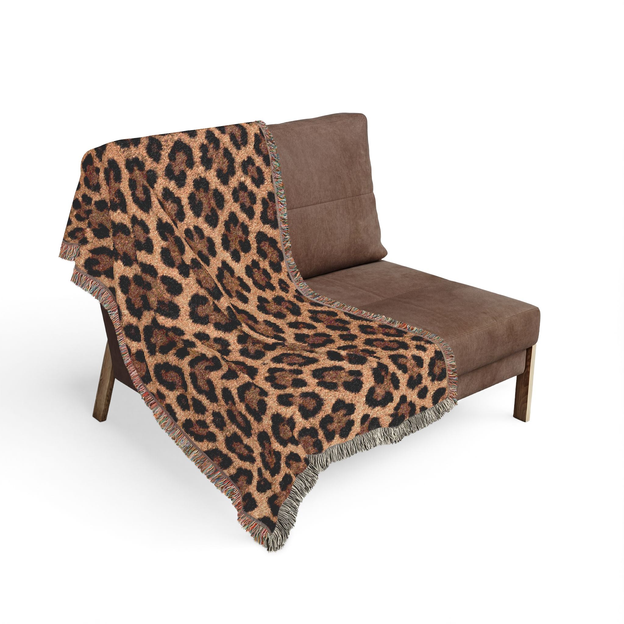 Leopard Print Woven Blanket – Cozy Animal Print Throw for Home & Travel