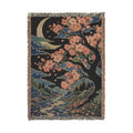 Cherry Blossom Moon Woven Blanket | Floral Night Sky Throw