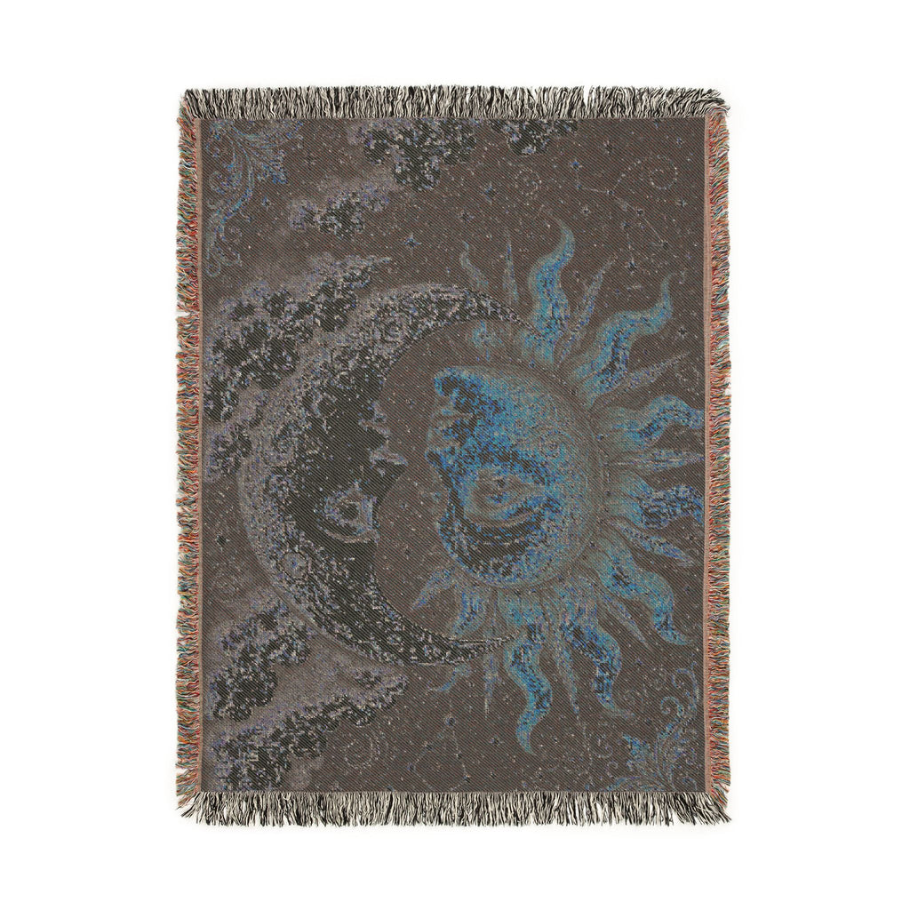 Sun and Moon Heart Tapestry Woven Blanket | Celestial Sun Moon Throw