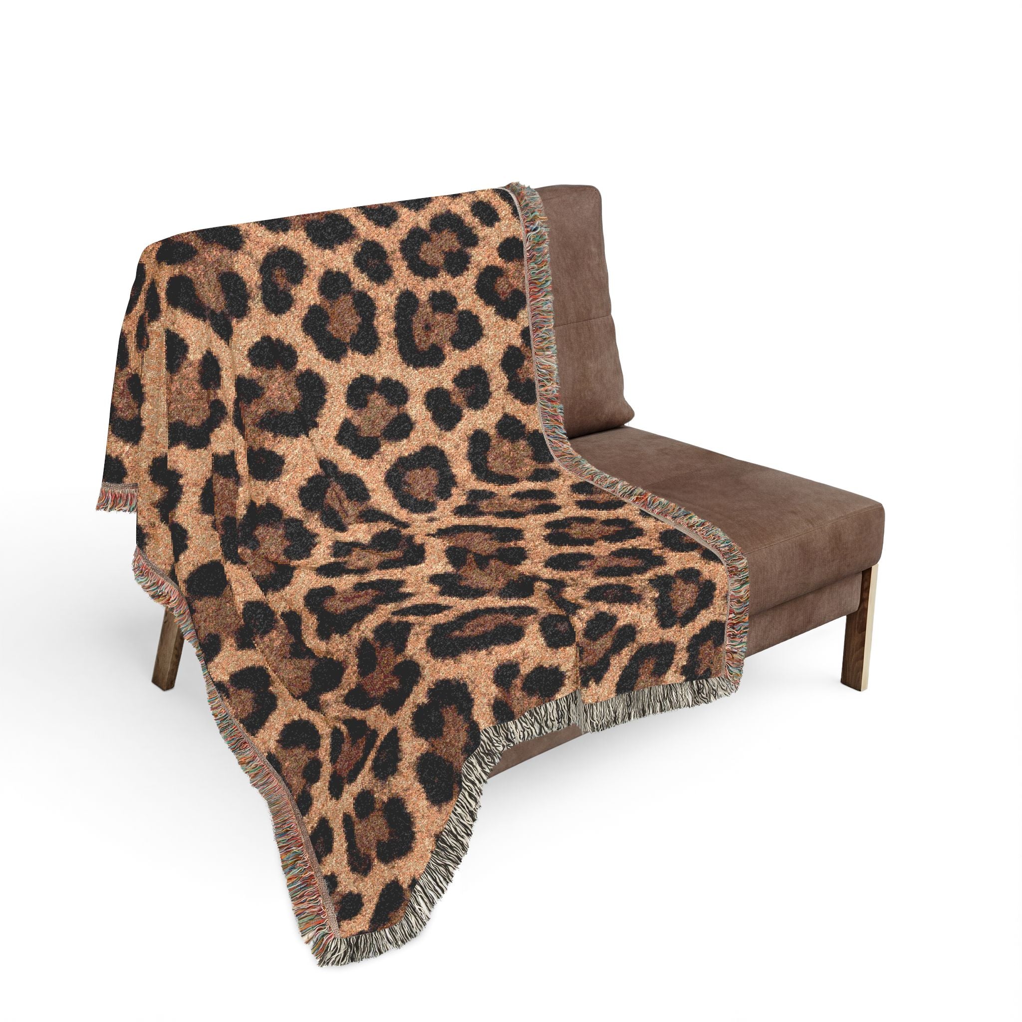 Leopard Print Woven Blanket – Cozy Animal Print Throw for Home & Travel
