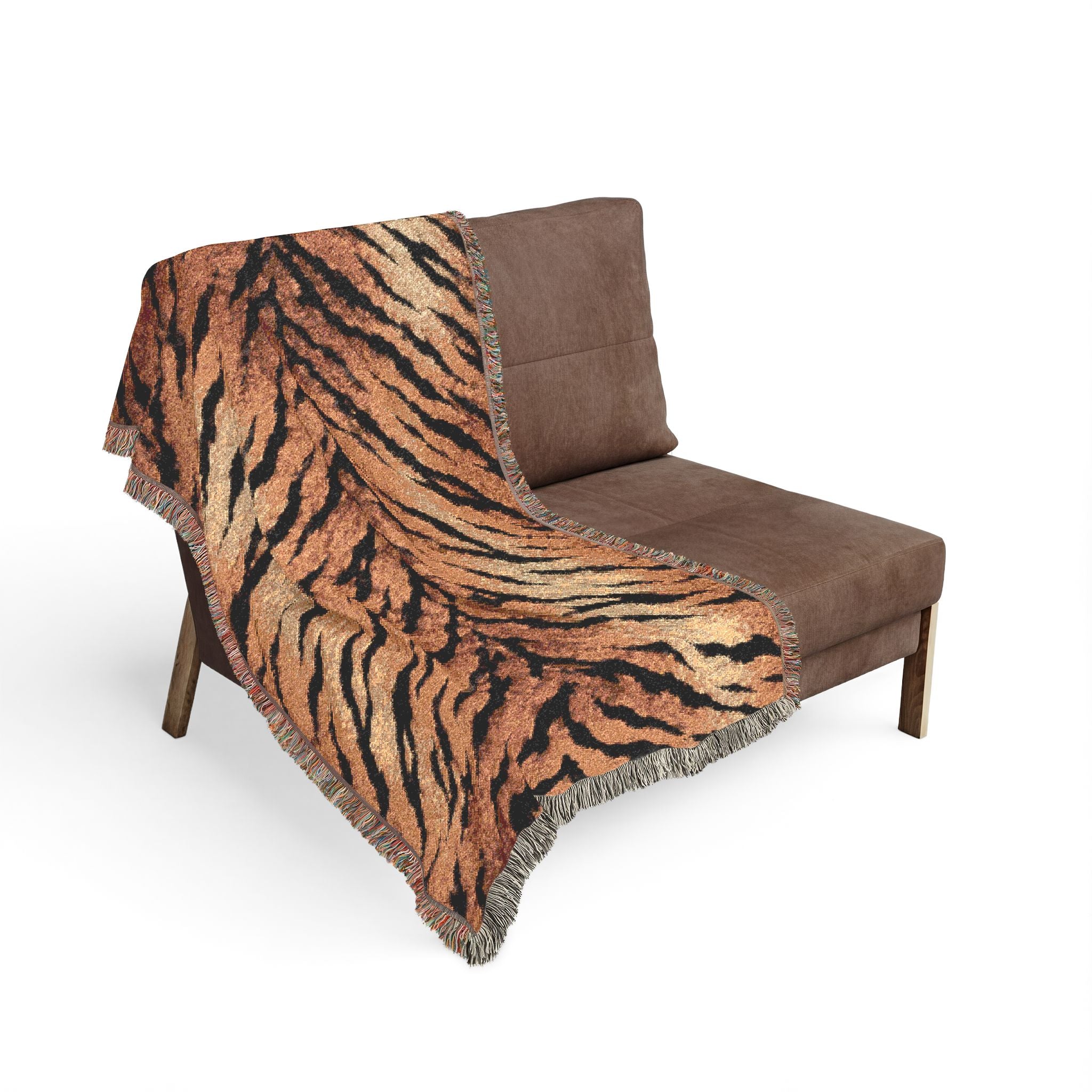 Tiger Stripe Woven Blanket — Cozy Animal Print Throw for Living Room & Bed