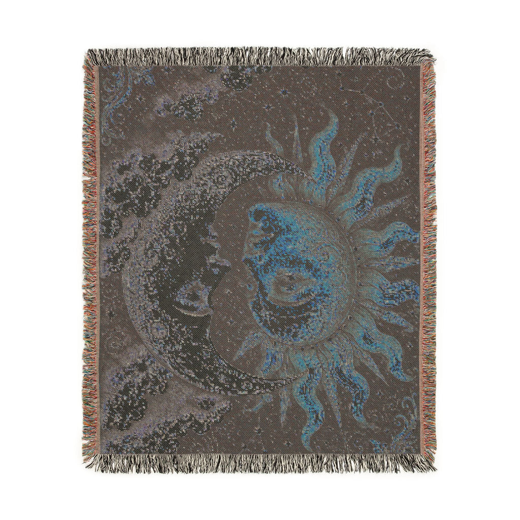 Sun and Moon Heart Tapestry Woven Blanket | Celestial Sun Moon Throw