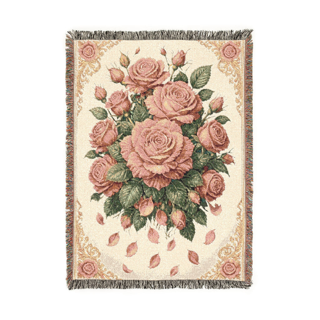 Vintage Rose Woven Blanket