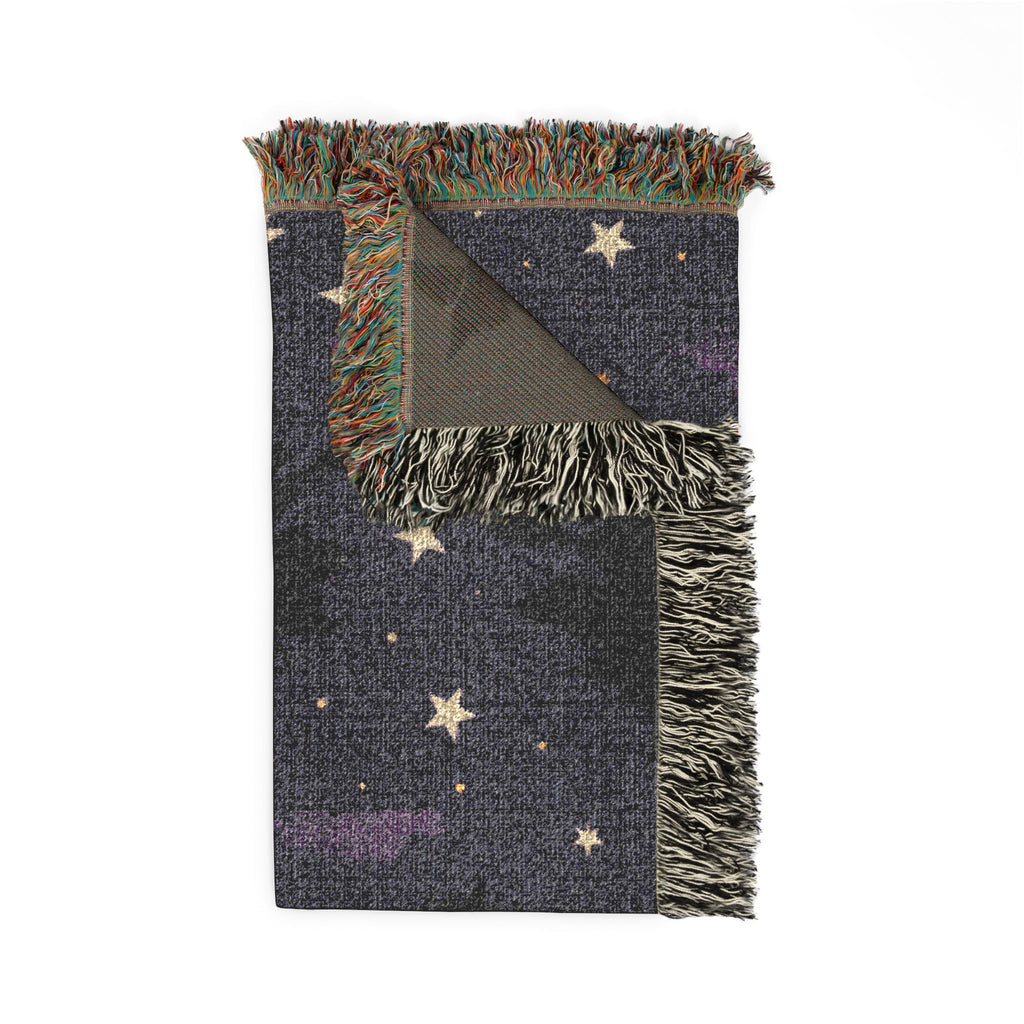 Golden Crescent Moon Woven Blanket | Starry Night Throw