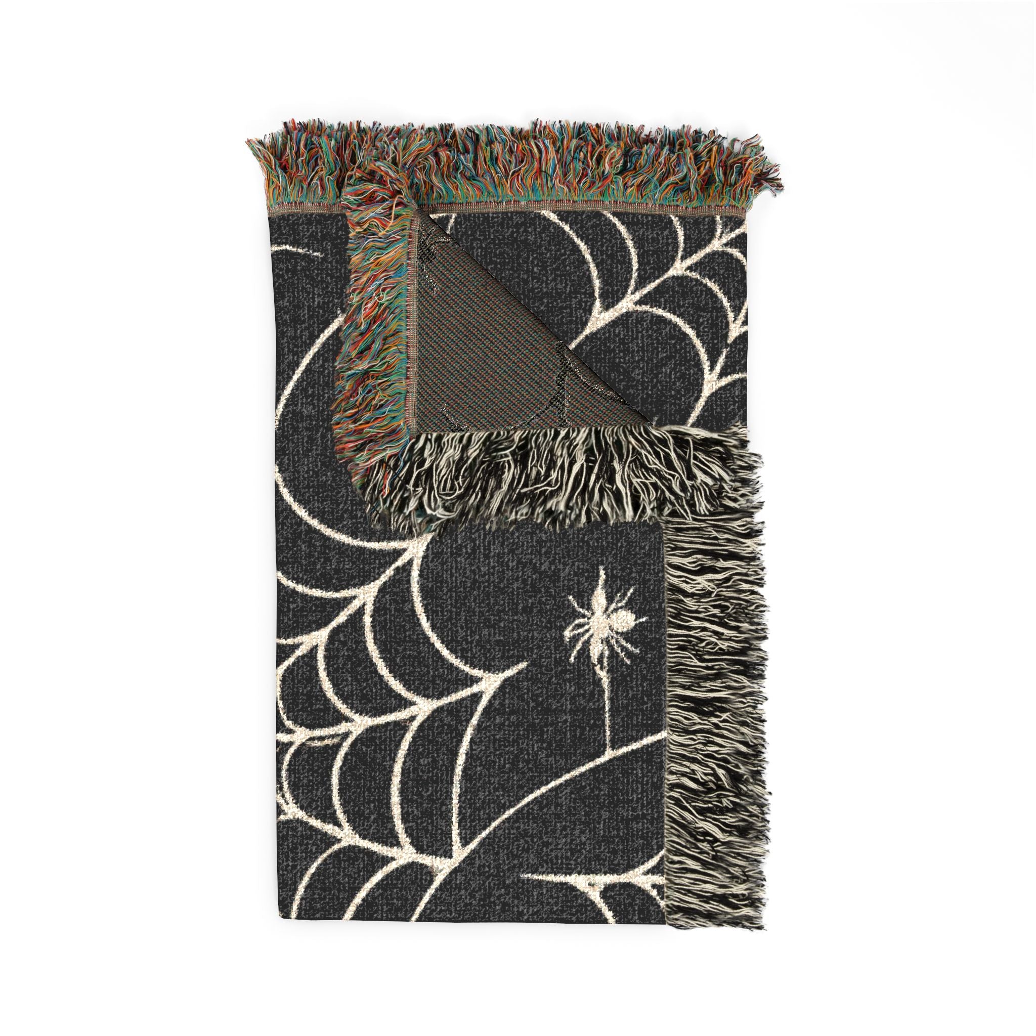Spiderweb Pattern Woven Blanket | Gothic Halloween Decor