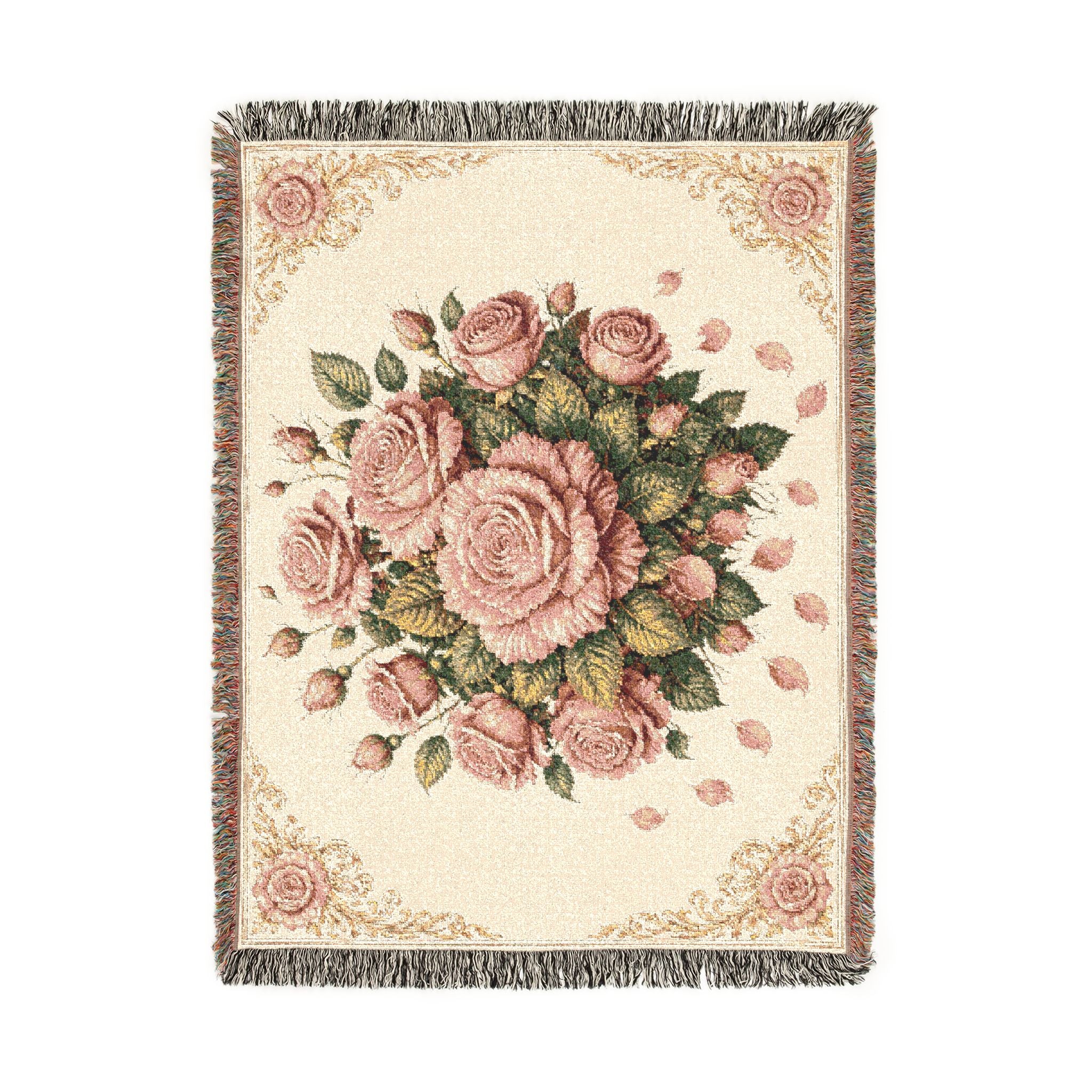 Vintage Rose Woven Blanket