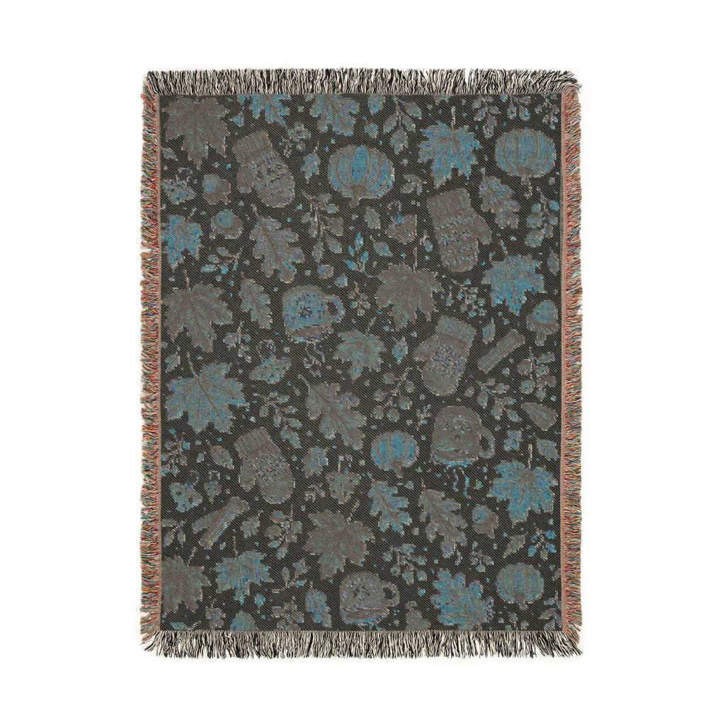 Autumn Leaves Pattern Woven Blanket | Fall Rustic Throw