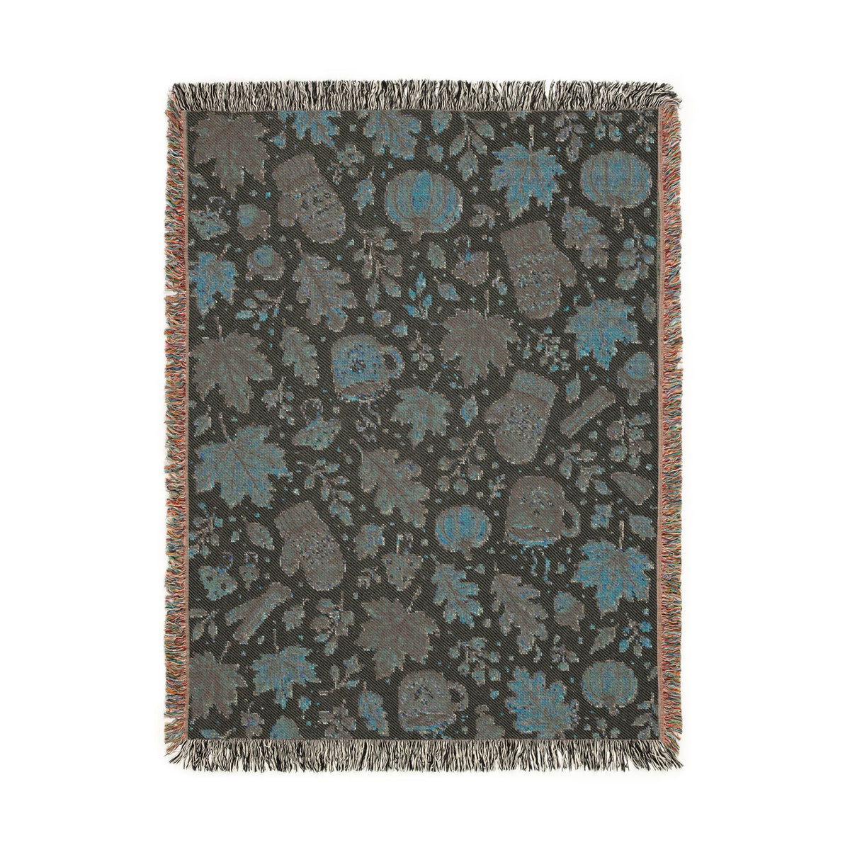 Autumn Leaves Pattern Woven Blanket | Fall Rustic Throw