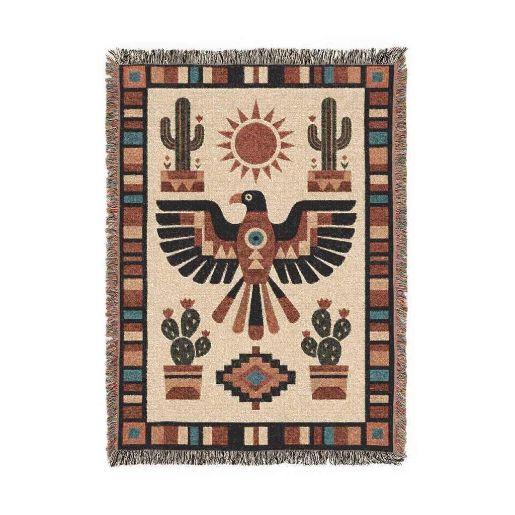 Southwestern Thunderbird Woven Blanket | Native Pattern Throw