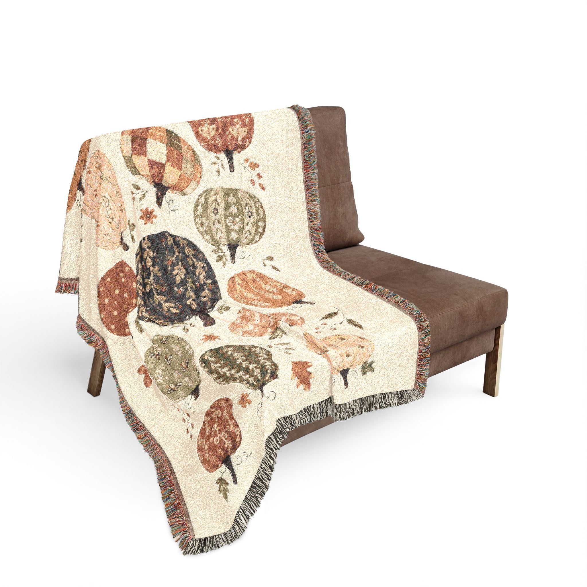 Patchwork Pumpkins Woven Blanket | Fall Harvest Throw