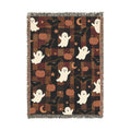 Cute Ghost Pattern Woven Blanket | Halloween Ghosts, Pumpkins & Stars