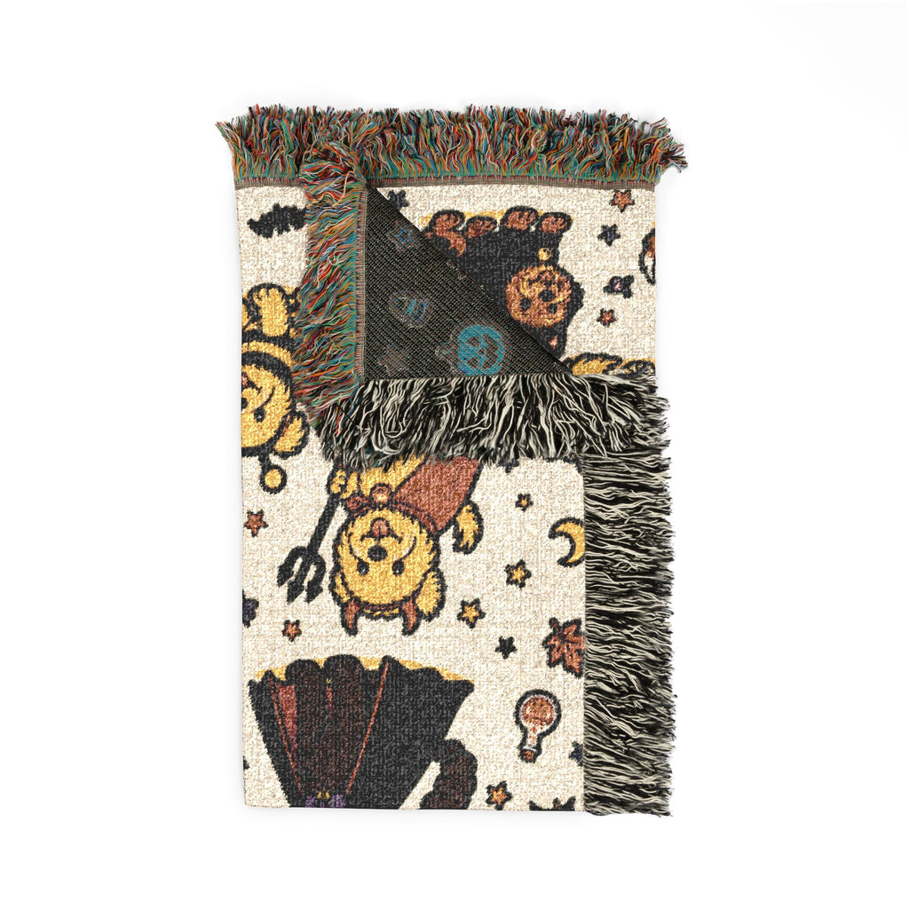 dog Pattern Woven Blanket | Cute Character Throw, Cozy Home Decor