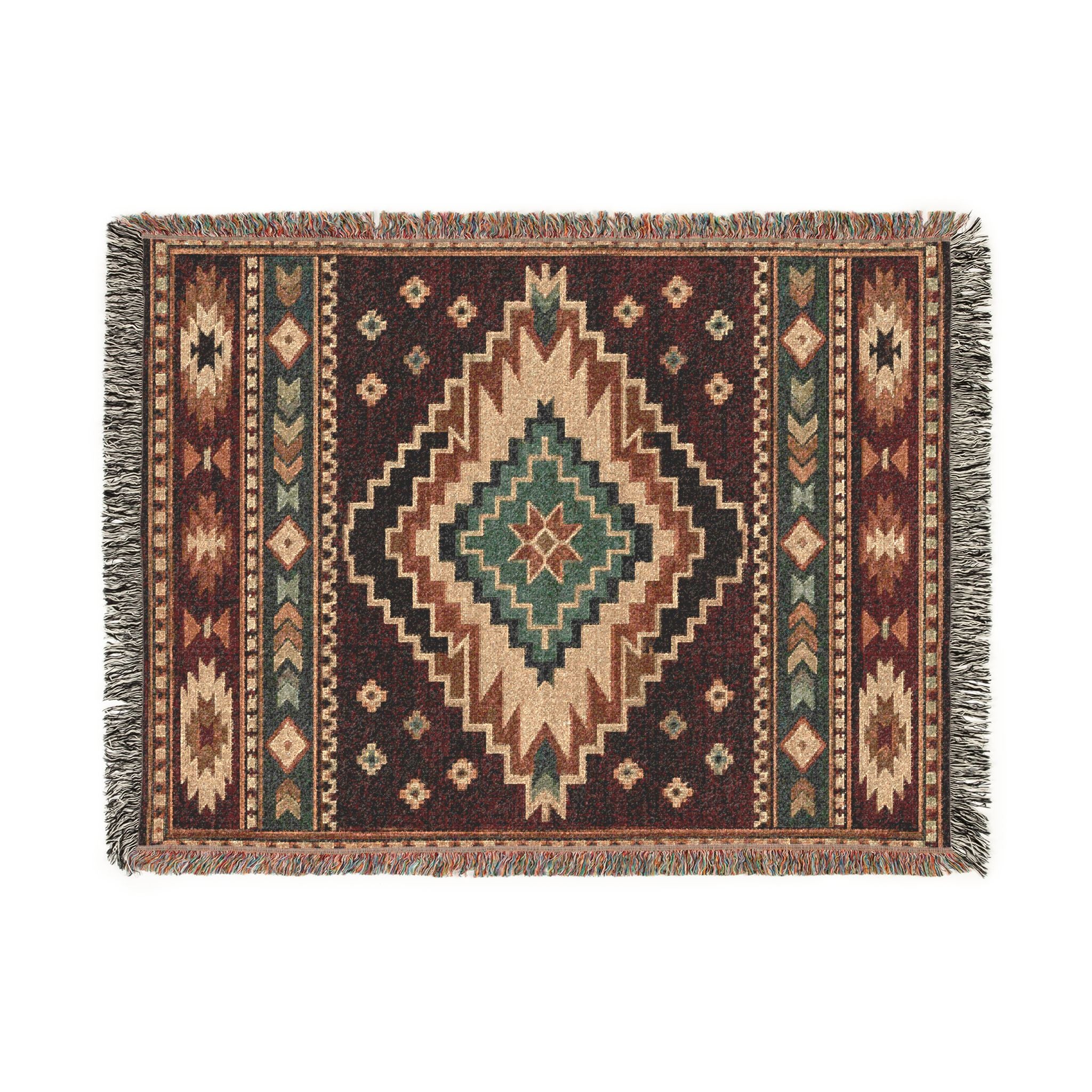 Southwestern Diamond Pattern Woven Blanket | Aztec Tribal Throw